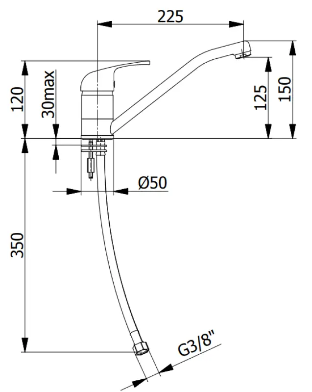 DEMM egykaros konyhai csaptelep forgatható kifolyóval króm 1208947358