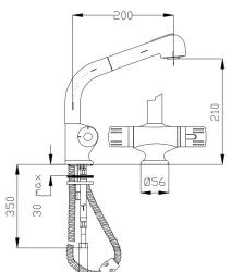 DEMM termosztatikus konyhai csaptelep kihúzható kifolyóval és öblítő zuhanyfunkcióval, króm 1208947360