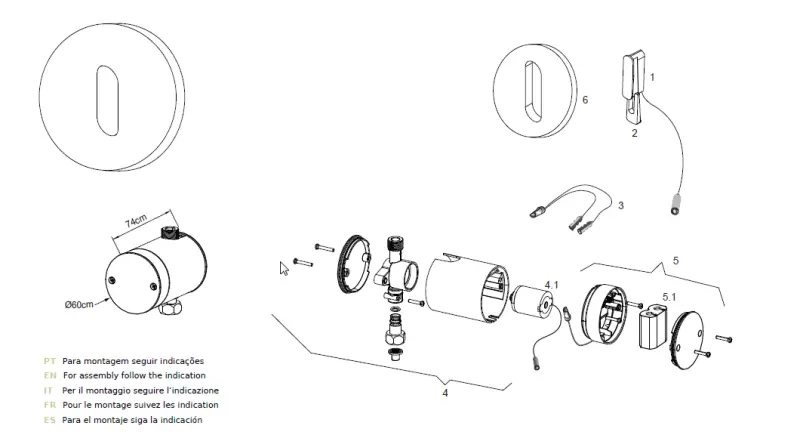 Waterevolution Flow ingebouwde wastafel infraroodsensor op batterijen mat wit T118EBBR