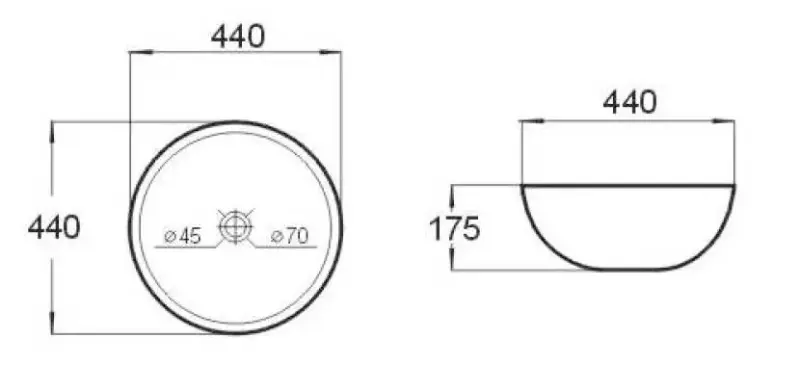 OUTLET Blusani Cera kerámia felülszerelhető mosdó 44 cm, fényes fehér BC204503