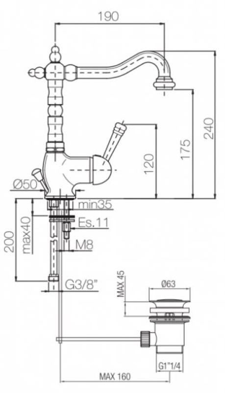 PB Nostalgikus Vintage Bronz Mosdó Csaptelep