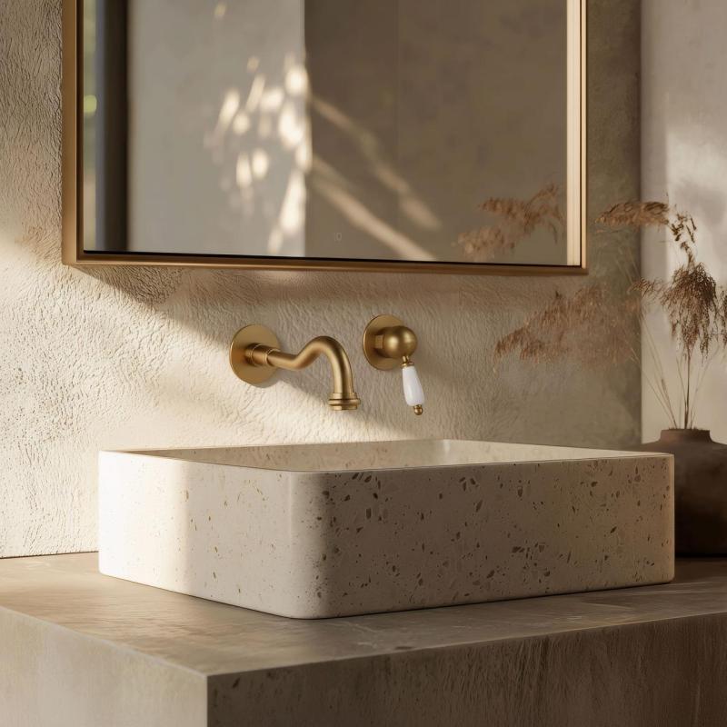 PB nosztalgikus beépíthető mosdócsaptelep Vintage kifolyóval, 21 cm Bronz