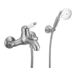 PB Nostalgic bath mixer with hand shower set stainless steel