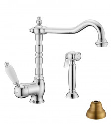 PB Nostalgikus konyhai csaptelep külön kihúzható kézi zuhannyal Bronz