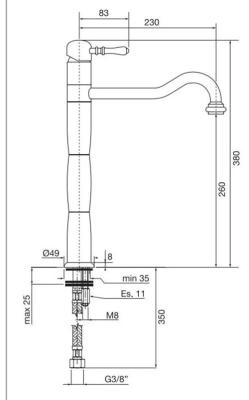 PB Classic Nosztalgikus oszlop konyhai csaptelep Bronz 1208952921