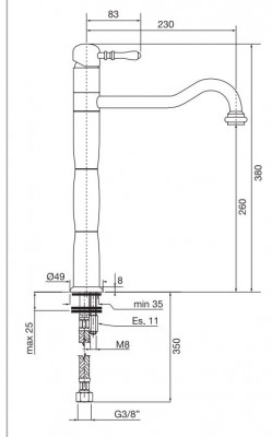 PB Classic Nosztalgikus oszlop konyhai csaptelep RVS 1208952922