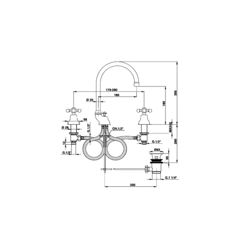 Cisal Arcana Kerámia Mosdócsaptelep 3-lyukas Bronz AC00106027