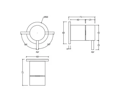 Waterrevolúció Flow beépíthető 2-utas váltó kerek rozettával gun metal T1482S.GME