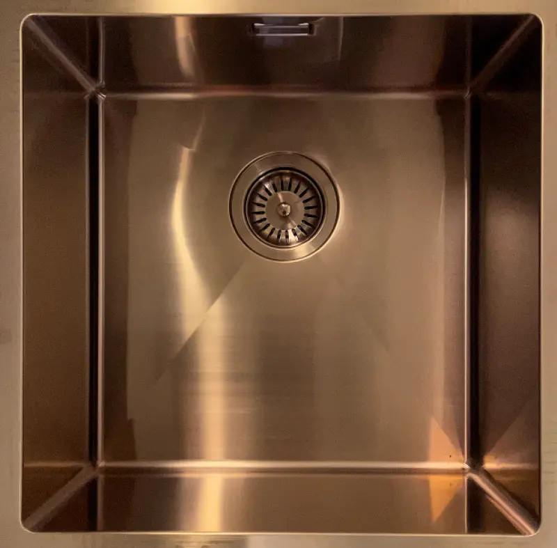 Ausmann Mosel rozsdamentes acél mosogató réz színű PVD Copper 40x40 aláépíthető, síkba építhető és ráépíthető 080969