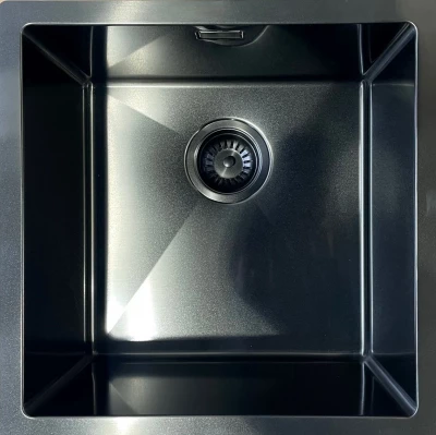 Ausmann Mosel rozsdamentes acél mosogató antracit színű PVD Gun Metal 40x40 alépítményes sík és felépítményes 067106