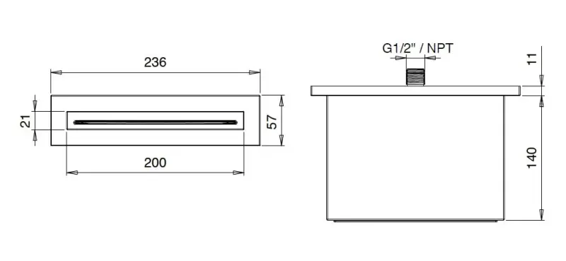 SB Square vízesés kifolyó matt fekete