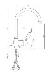 PB klasszikus konyhai csaptelep egykaros forgatható kifolyóval, 200 mm rozsdamentes acél 1208953115
