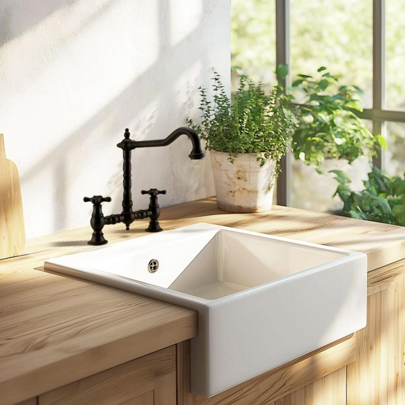 PB Nosztalgikus Konyhai Csaptelep Matt fekete színű, szögletes kifolyóval és csillag alakú fogantyúkkal PBN.ZW.H.ST