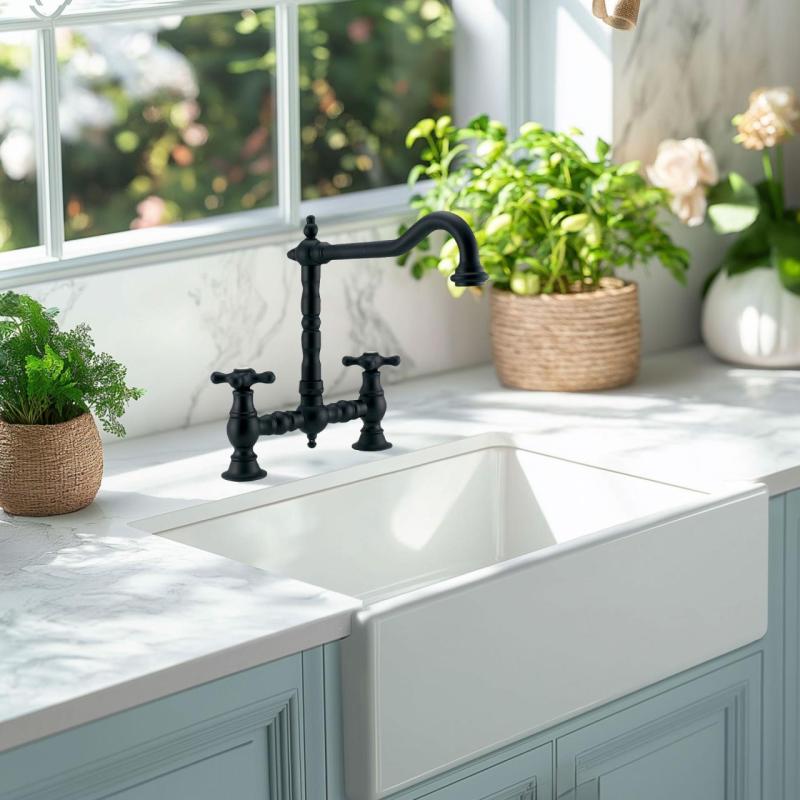 PB Nosztalgikus Konyhai Csaptelep Matt fekete színű, szögletes kifolyóval és csillag alakú fogantyúkkal PBN.ZW.H.ST