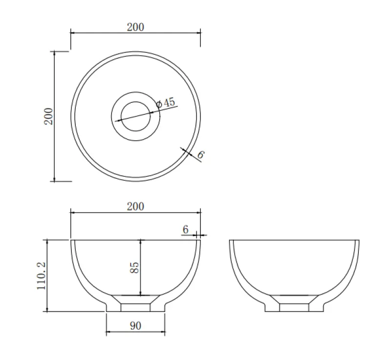 Solid S kis mosdó Solid Surface, kör alakú, 20 x 20 x 11 cm, matt fekete, 1208953268