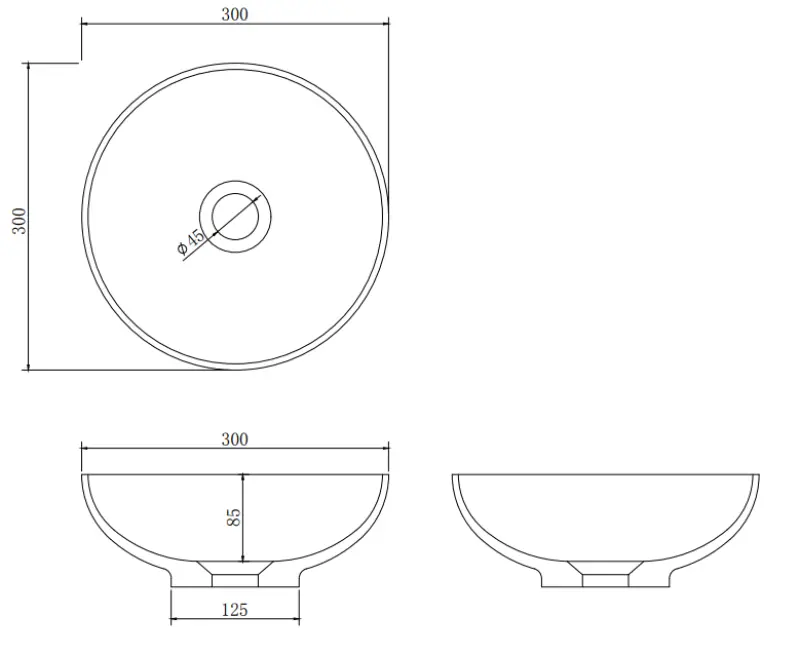 Solid S kis mosdó Solid Surface, kerek, 30 x 30 x 11 cm, matt fehér, 1208953273
