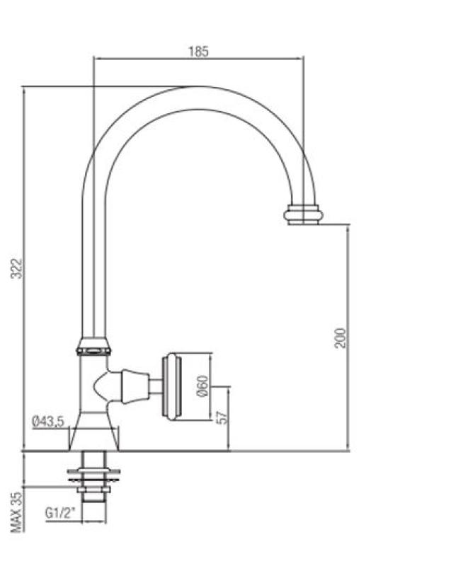 PB klasszikus csaptelep fehér fogantyúval hideg vízhez, magas kerek kifolyóval bronz 1208953278