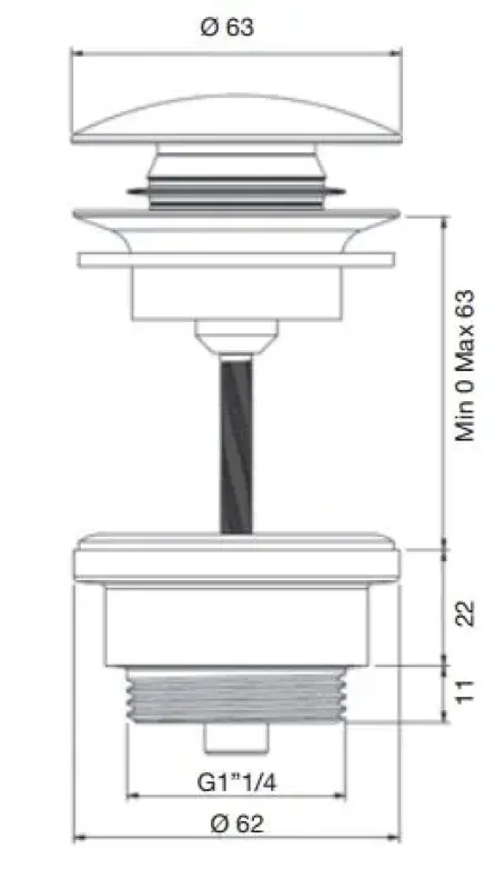 PB Unix mosdó dugó 1 1/4 zárható push up click clack bronz 1208953284