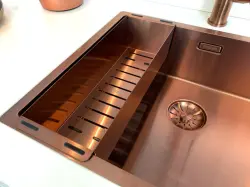 Lorreine 1534SP Réz Luxe rozsdamentes acél 1,5 másfél medencés mosogató PVD Réz 1534cm 1208953420