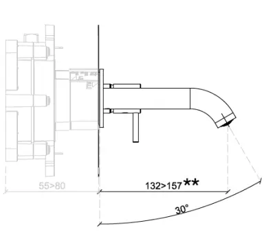SB Round beépíthető mosdócsaptelep, kefélt sárgaréz PVD, 132 mm