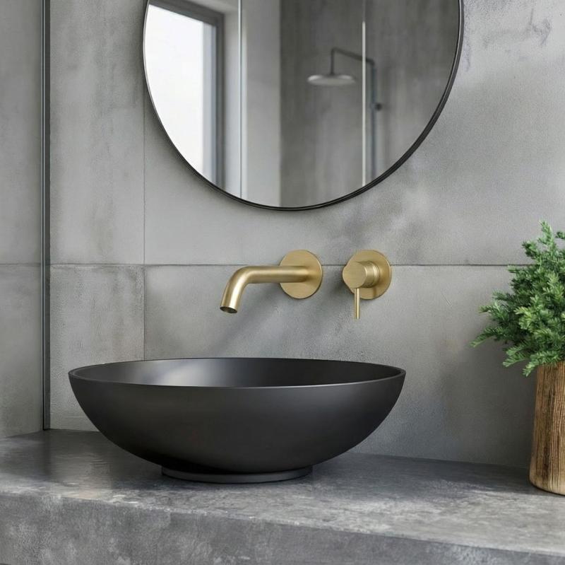 SB Round beépíthető mosdócsaptelep, kefélt réz PVD 162 mm