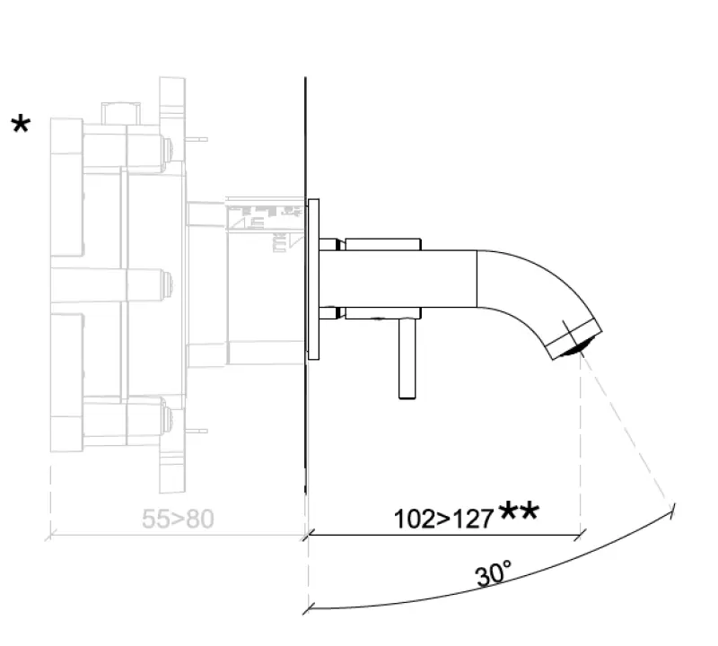 SB Round beépíthető mosdócsaptelep, kefélt réz PVD, 102 mm