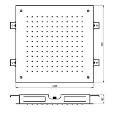 SB Square esőzuhany beépített 500x500 mm Csiszolt Sárgaréz PVD