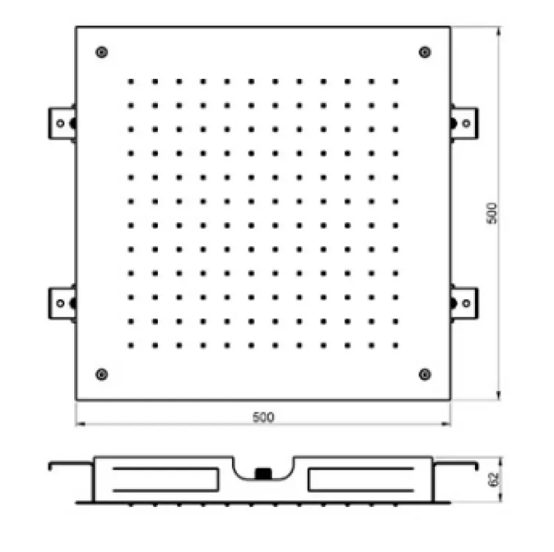 SB Square esőzuhany beépített 500x500 mm Csiszolt Sárgaréz PVD