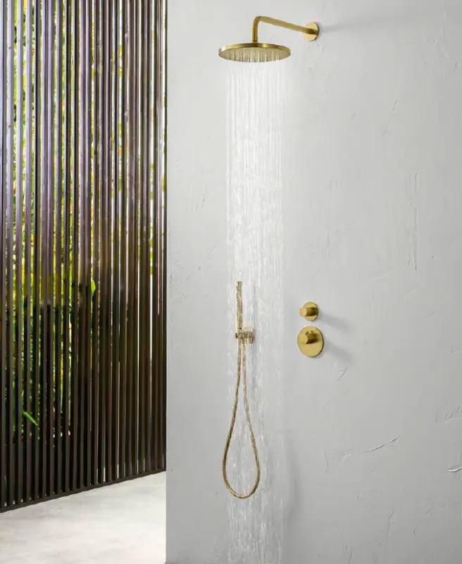 SB Rubinetterie 316 kézi zuhanykészlet tömlővel és tartóhoroggal, matt arany PVD 1208953547