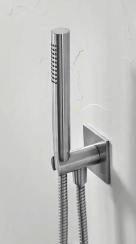 SB 316 Négyszögletes kézi zuhanykészlet tömlővel és akasztóval rozsdamentes acélból.