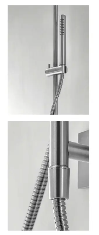 SB 316 Négyzet alakú zuhanyrúd készlet kézi zuhanyfejjel és zuhanycsővel, rozsdamentes acél