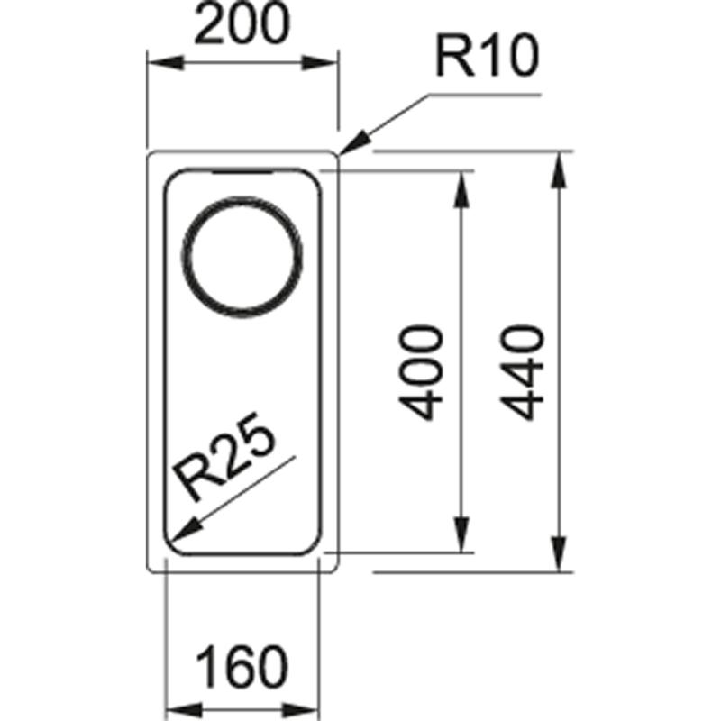 Franke Mythos MYX 110.16 rozsdamentes acél kis mosogatótálca 16x40cm alsószerelés 122.0638.196