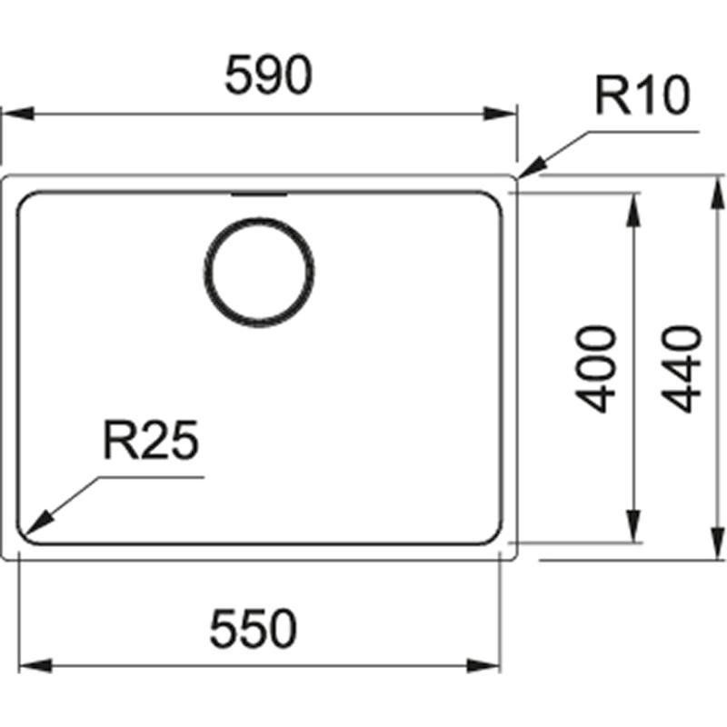 Franke Mythos MYX 110.55 rozsdamentes acél mosogató 55x40 cm beépíthető 122.0638.200