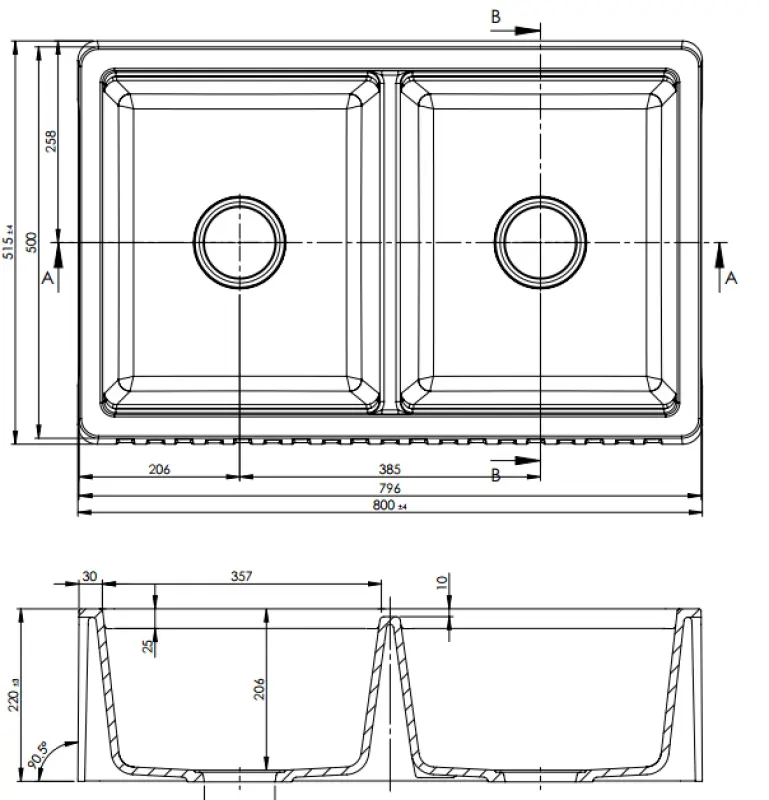 GraniteMy Tradition vidéki dupla mosogatótálca 2 oldalas gránit mosogató 80x50cm fehér, felületre szerelhető, aláépíthető és süllyesztett 1208953698