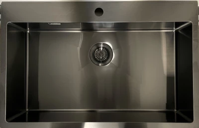 Ausmann Weser nagy rozsdamentes acél mosogató antracit színű PVD Gun Metal 79x51 csaplyukkal, alulról szerelhető és felülről szerelhető 067137