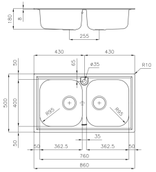 Foster Marine RVS 316 Dupla Mosogató 86x50 cm Felépítés 1208953745