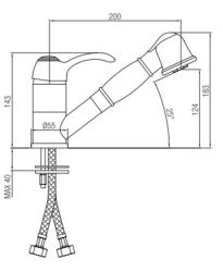 PB Nosztalgikus alacsony konyhai csaptelep kihúzható zuhanyfejjel króm 1208953752