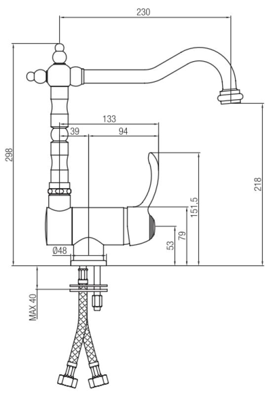 PB Vintage Nostalgikus konyhai csaptelep ablakcsaptelep lehajtható rozsdamentes acél 1208953757