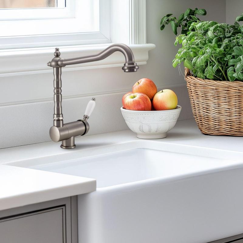 PB Vintage Nostalgikus konyhai csaptelep ablakcsaptelep lehajtható rozsdamentes acél 1208953757