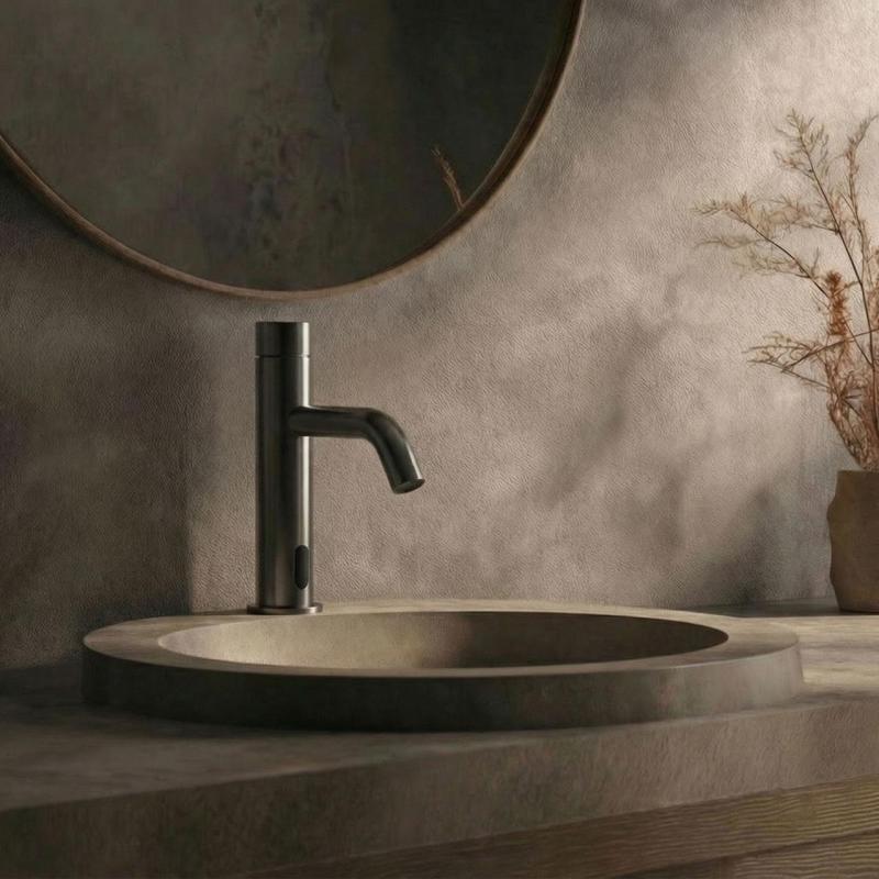 Waterevolution Flow elektronische wastafelkraan infraroodsensor op batterijen Gun Metal T110GME