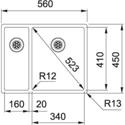 Franke Bolero plus R12 BXX 260 BR 1,5 rozsdamentes acél mosogatómedence síkbeépítéssel 127.0455.331