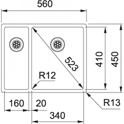 Franke Bolero plus R12 BXX 260 BR 1,5 rozsdamentes acél mosogatómedence síkbeépítéssel 127.0455.331