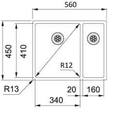 Franke Bolero plus R12 BXX 260 BL 1,5 másfélszeres rozsdamentes acél mosogató medence síkba építéshez 127.0625.091