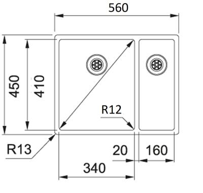 Franke Bolero plus R12 BXX 260 BL 1,5 másfélszeres rozsdamentes acél mosogató medence síkba építéshez 127.0625.091