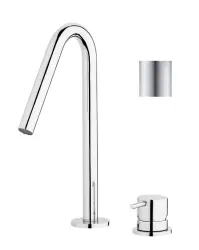 Waterevolution Flow 2-lyukú mosdócsaptelep teljes rozsdamentes acél kis V 120mm kifolyóval T1121VIE