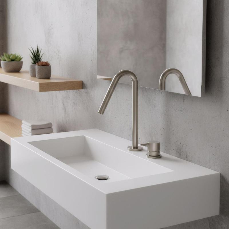 Waterevolution Flow 2-lyukú mosdócsaptelep teljes rozsdamentes acél kis V 120mm kifolyóval T1121VIE