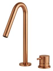 Waterevolution Flow 2-hole sink faucet PVD Brushed Copper with small V-Shaped 127mm spout T1121VCPE