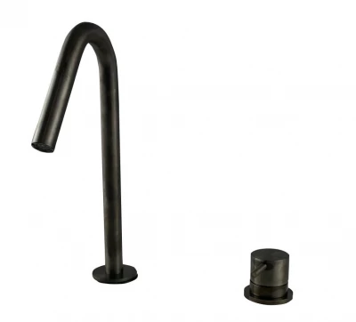 Waterevolution Flow 2 lyukú mosdócsap PVD Gun Metal kis V 120 mm kifolyóval T1121VGME