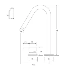 Waterevolution Flow 2-lyukú mosdócsaptelep kefélt sárgaréz magas V 1