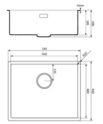 Lorreine fekete kvarc mosogató 50x40 cm alsó beépítés lapos beépítés fekete réz kosárleeresztővel 1208954021